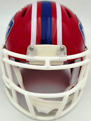DJ Moore Autographed Buffalo Bills Red 1987-01 Throwback Speed Mini Helmet Beckett BAS Witness Stock #265890