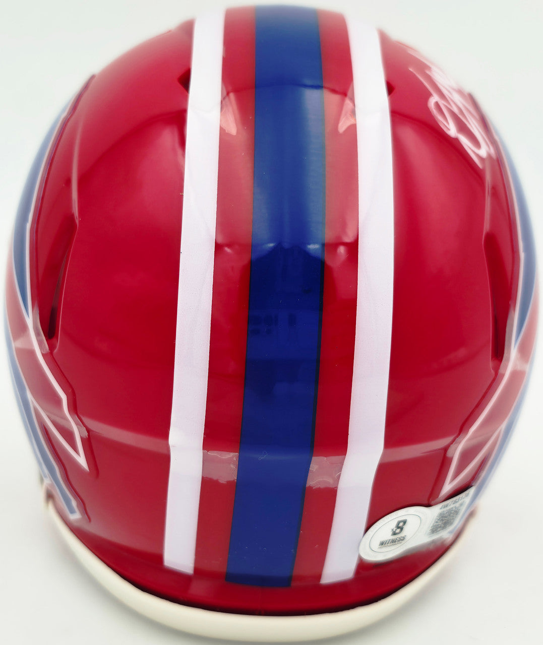 DJ Moore Autographed Buffalo Bills Red 1987-01 Throwback Speed Mini Helmet Beckett BAS Witness Stock #265890