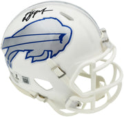 DJ Moore Autographed Buffalo Bills White Rivalries Speed Mini Helmet Beckett BAS Witness Stock #265891