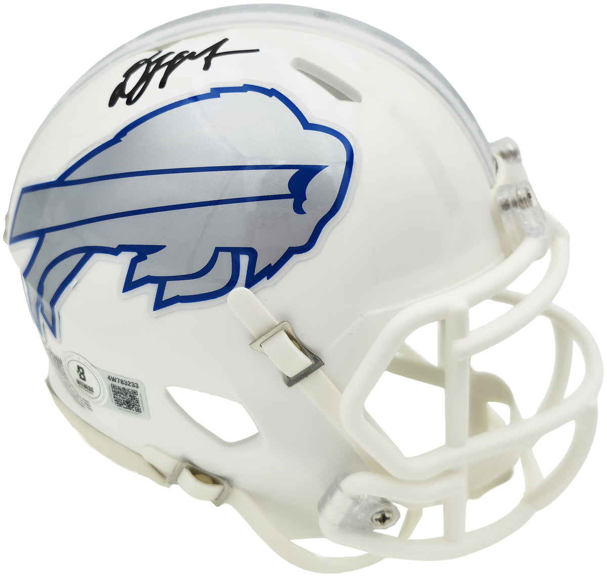DJ Moore Autographed Buffalo Bills White Rivalries Speed Mini Helmet Beckett BAS Witness Stock #265891