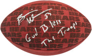 Brian Urlacher Autographed Chicago Bears Official NFL Leather Chicago Bears Logo Football "God Bless The Troops" Beckett BAS Witness Stock #265848