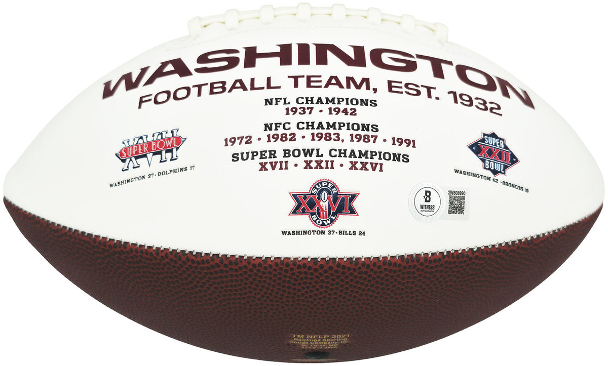 Mike Sainristil Autographed Washington Commanders White Logo Football Beckett BAS Witness Stock #265862
