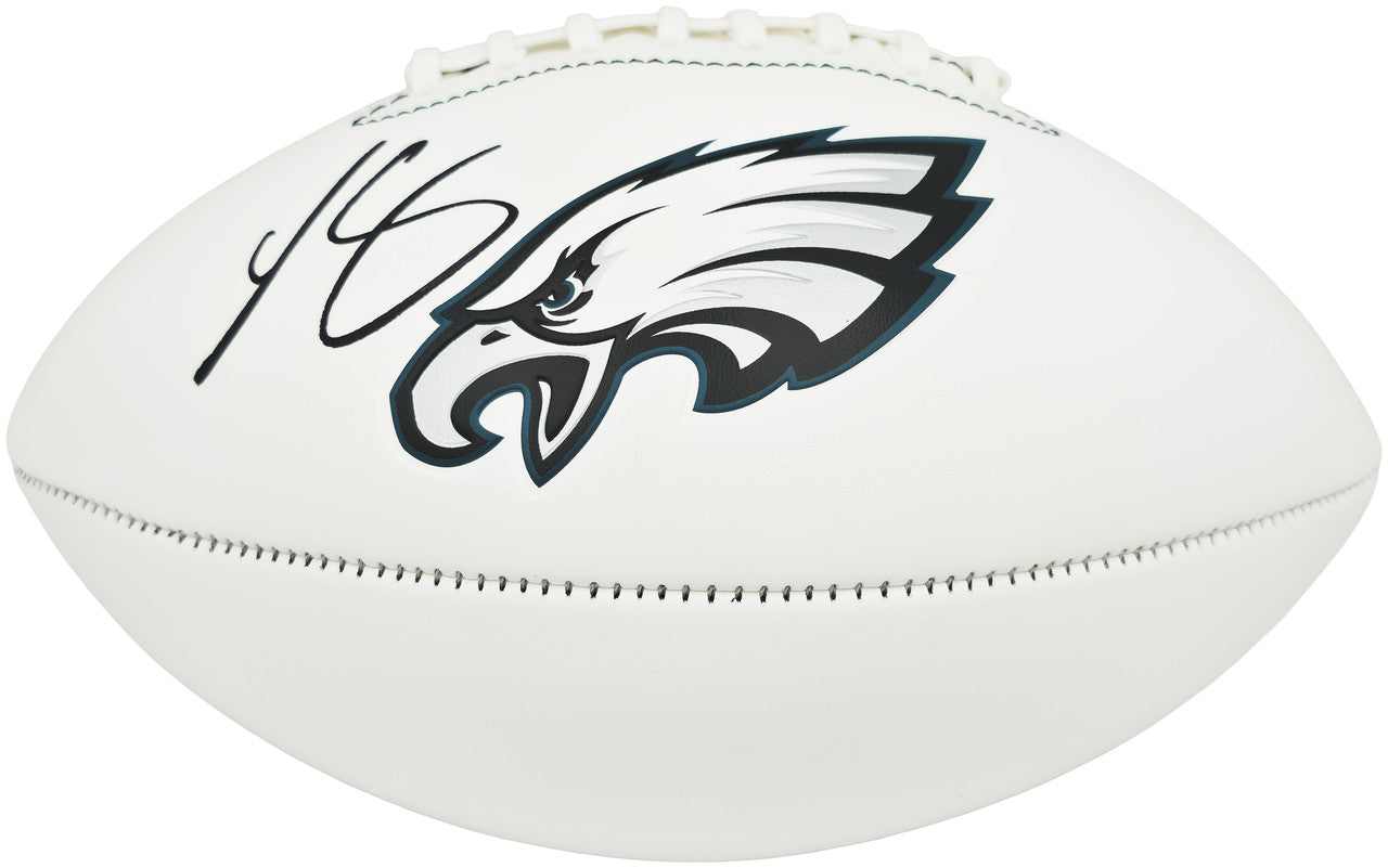 LeSean McCoy Autographed Philadelphia Eagles White Logo Football Beckett BAS Witness Stock #265863