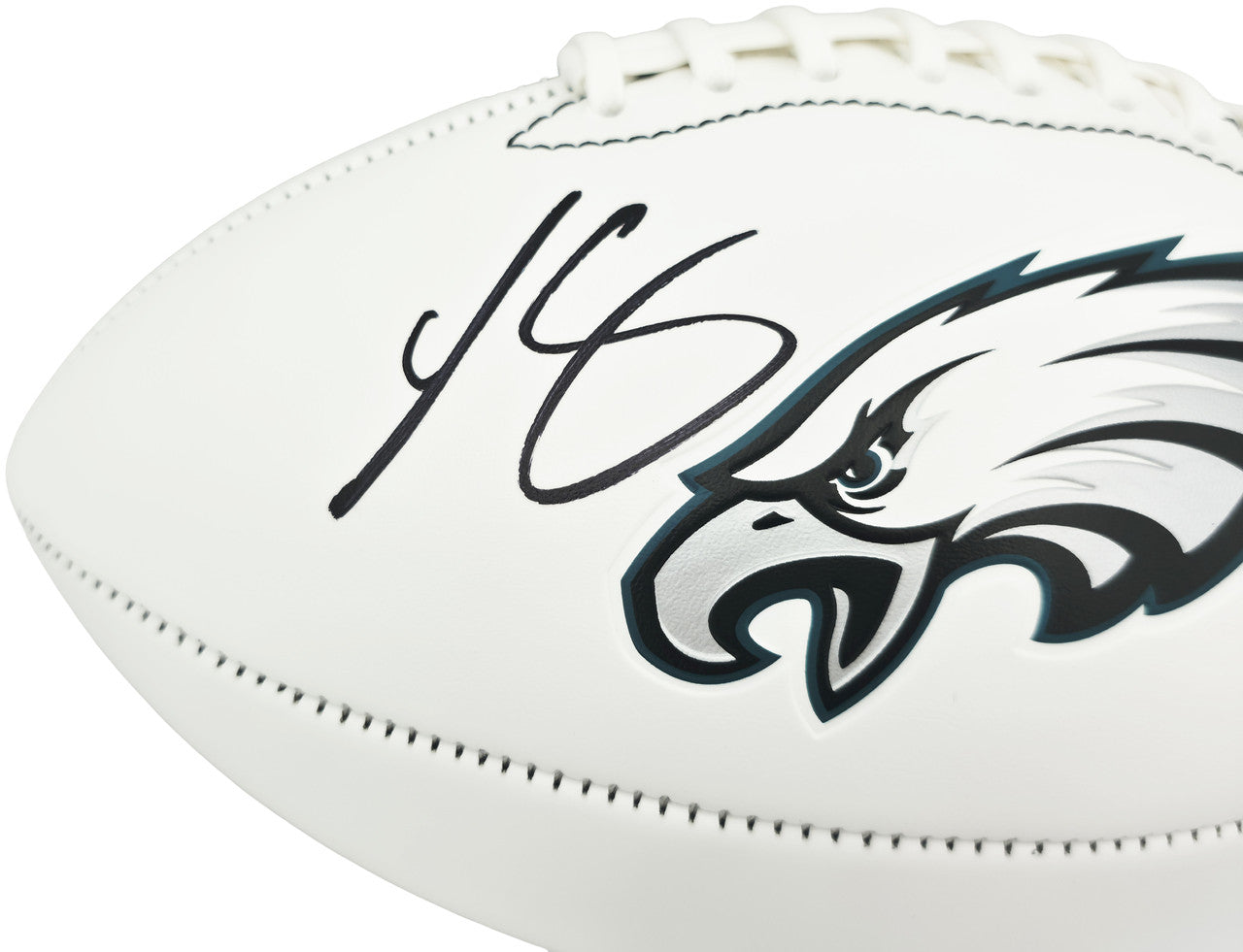 LeSean McCoy Autographed Philadelphia Eagles White Logo Football Beckett BAS Witness Stock #265863