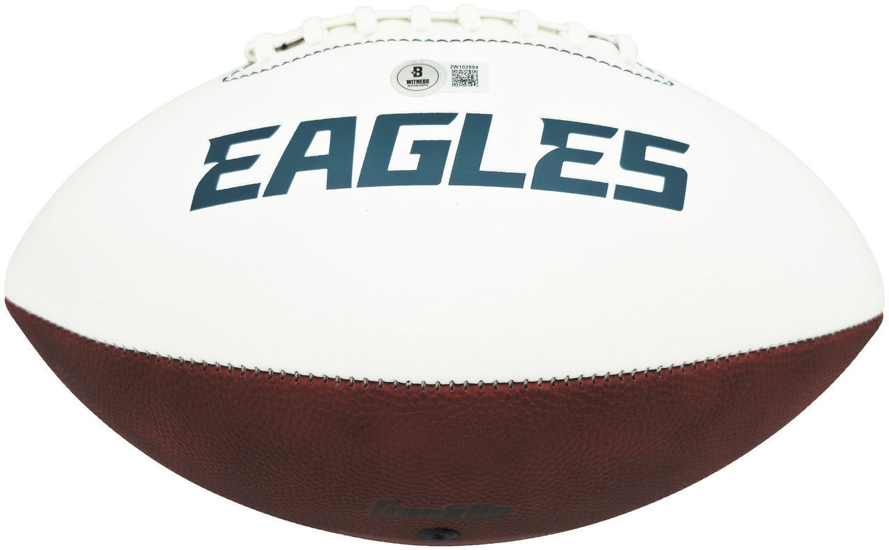 LeSean McCoy Autographed Philadelphia Eagles White Logo Football Beckett BAS Witness Stock #265863
