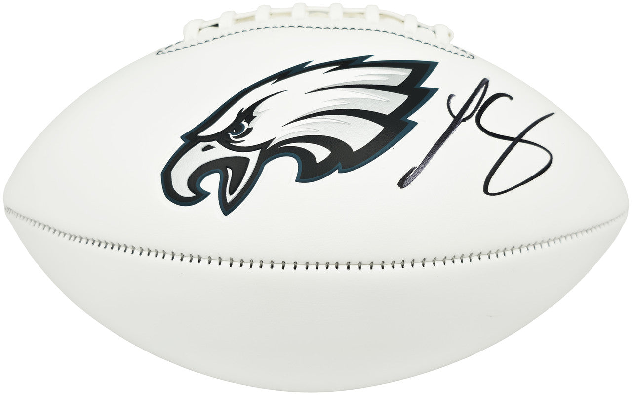LeSean McCoy Autographed Philadelphia Eagles White Logo Football Beckett BAS Witness Stock #265864