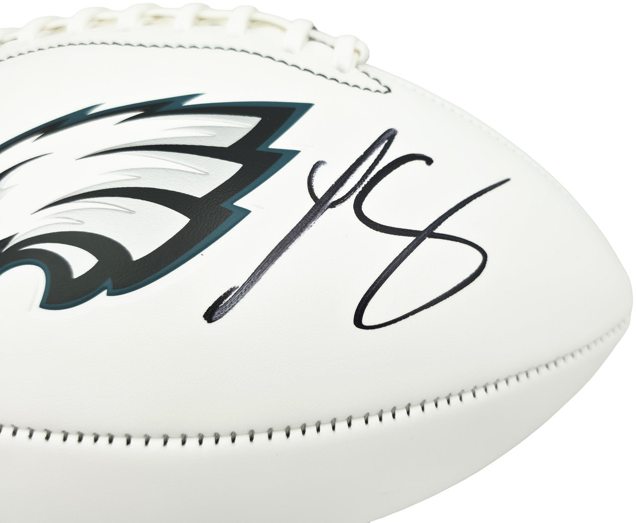 LeSean McCoy Autographed Philadelphia Eagles White Logo Football Beckett BAS Witness Stock #265864