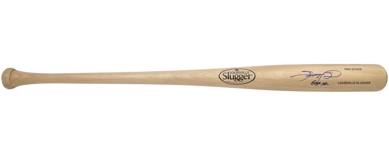 Sammy Sosa Autographed Blonde Louisville Slugger Pro Stock Baseball Bat Chicago Cubs "609 HR" Beckett BAS Witness Stock #265859