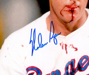 Nolan Ryan Autographed 11x14 Photo Texas Rangers Bloody Lip Beckett BAS QR Stock #265788