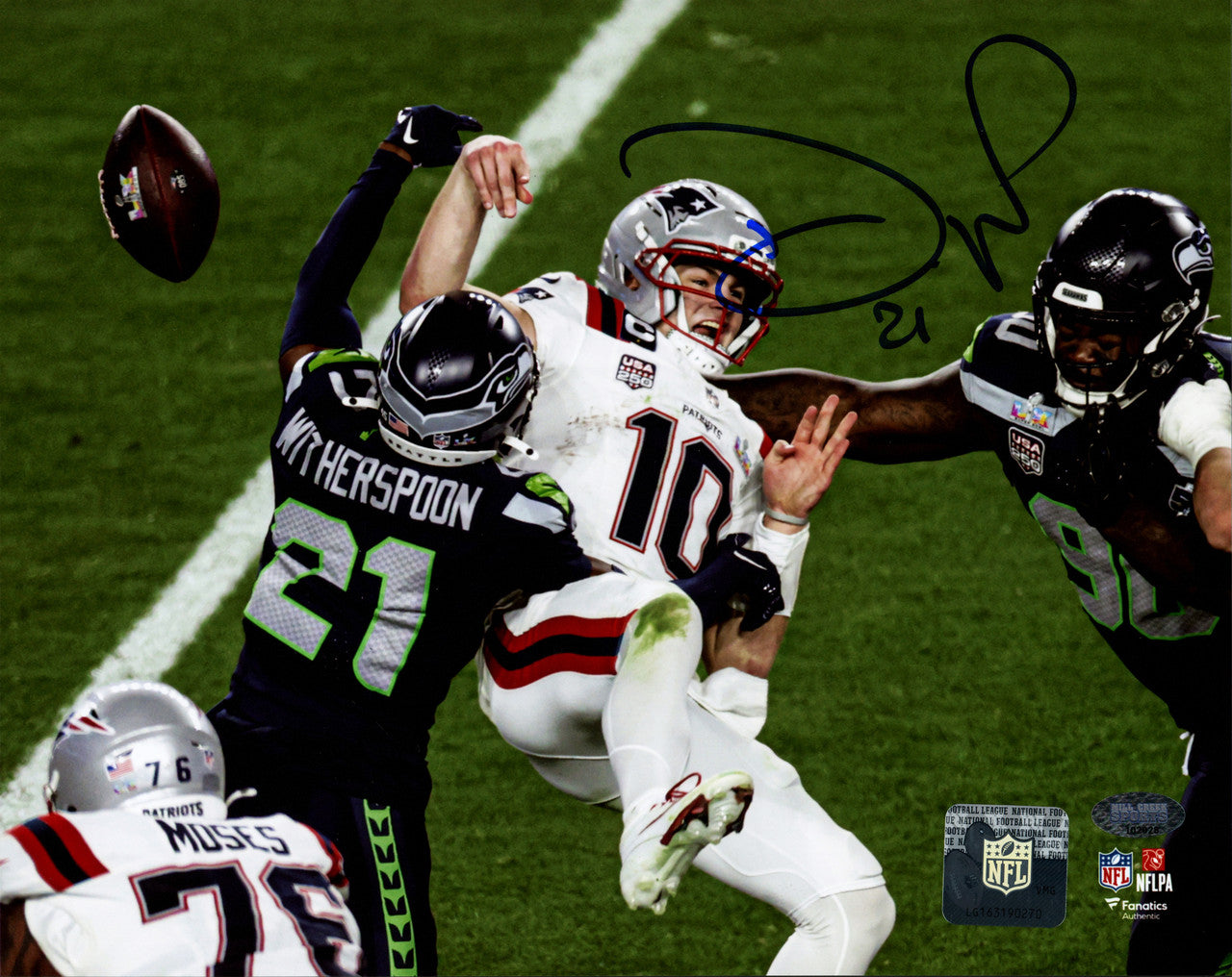 Devon Witherspoon Autographed 8x10 Photo Seattle Seahawks Super Bowl LX Fumble MCS Holo Stock #265930