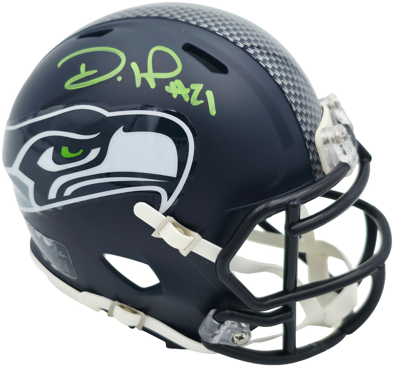 Devon Witherspoon Autographed Seattle Seahawks Blue Super Bowl LX Champions Logo Speed Mini Helmet MCS Holo Stock #265533