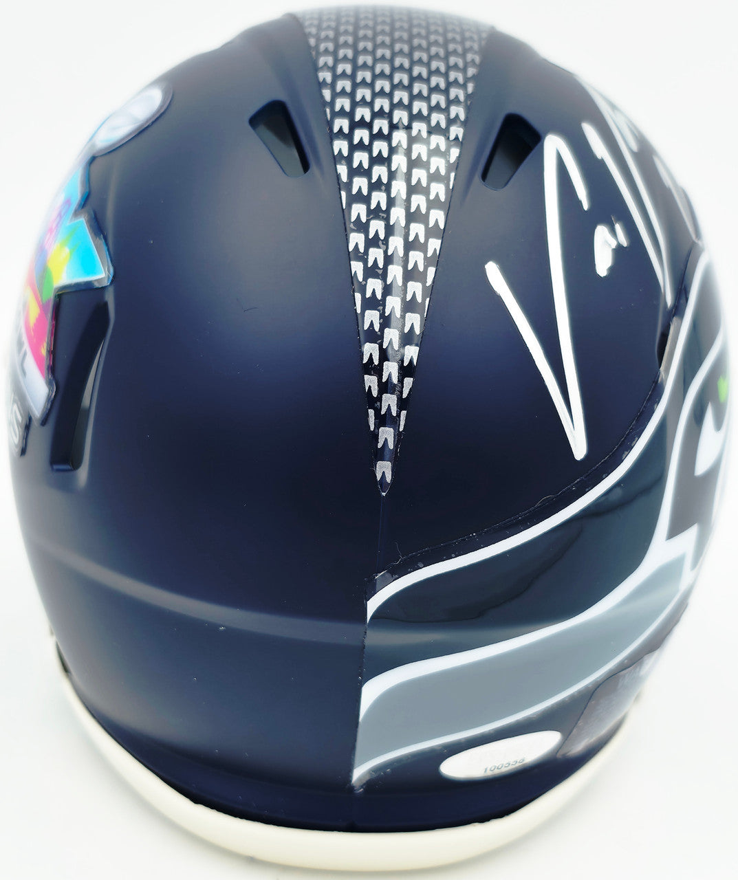 Uchenna Nwosu Autographed Seattle Seahawks Blue Super Bowl LX Champions Logo Speed Mini Helmet MCS Holo Stock #265544