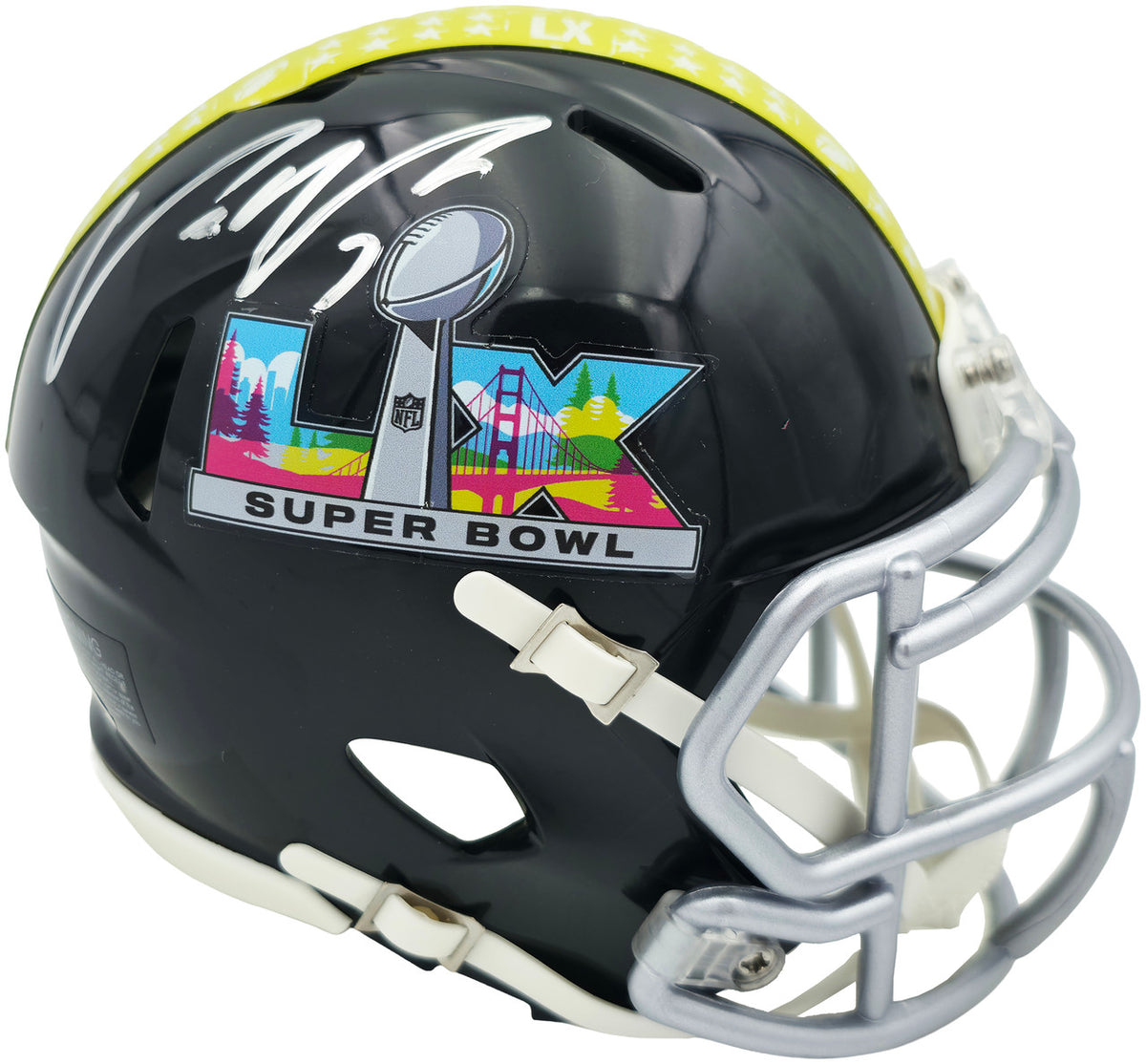 Uchenna Nwosu Autographed Seattle Seahawks Black Super Bowl LX Logo Speed Mini Helmet MCS Holo Stock #265545