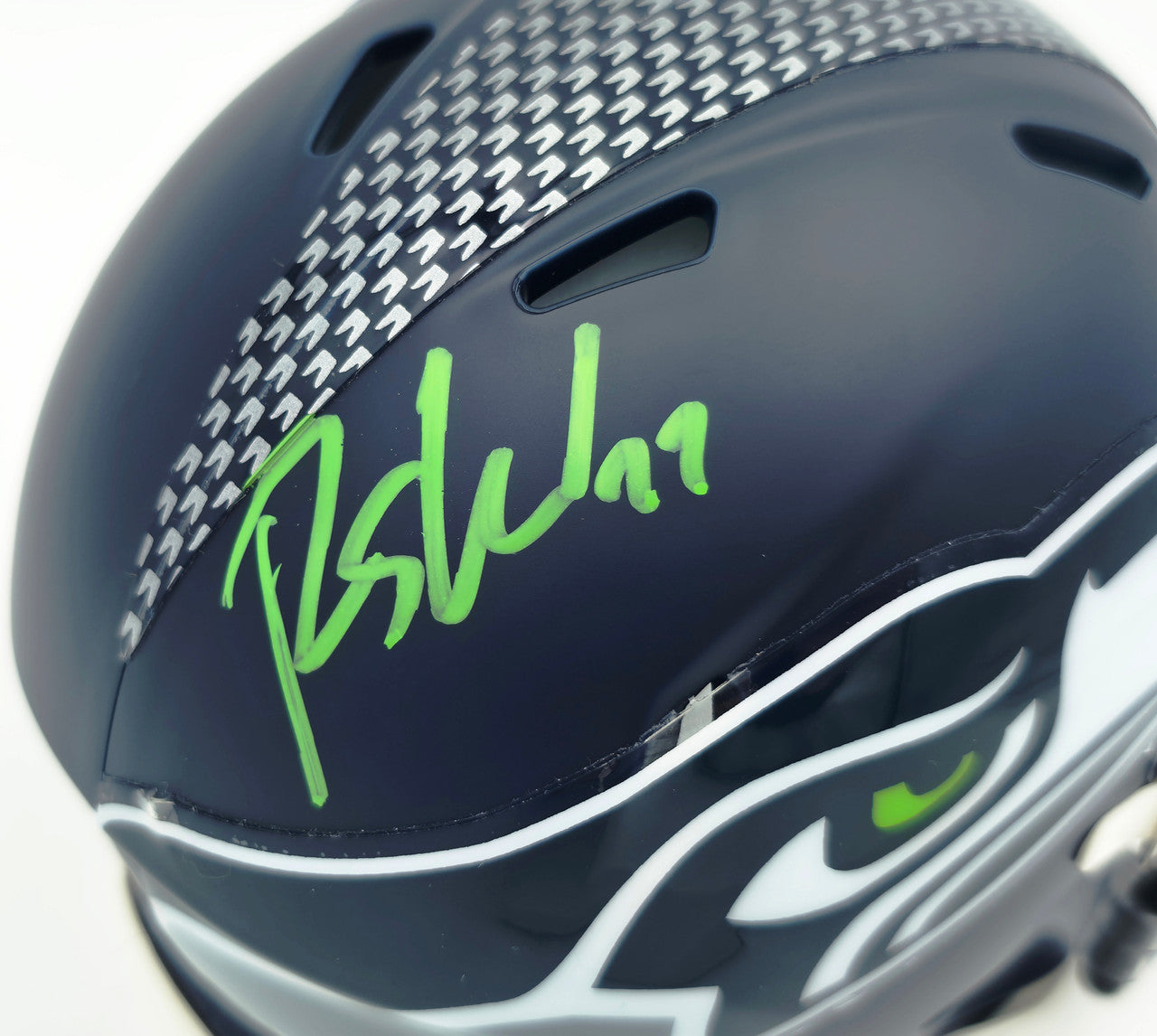 Rashid Shaheed Autographed Seattle Seahawks Blue Super Bowl LX Champions Logo Speed Mini Helmet MCS Holo Stock #265567