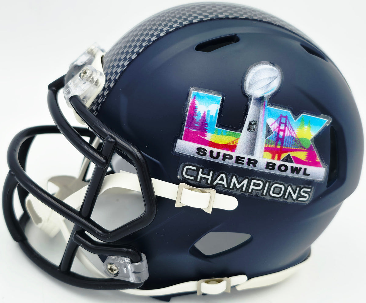 Rashid Shaheed Autographed Seattle Seahawks Blue Super Bowl LX Champions Logo Speed Mini Helmet MCS Holo Stock #265567