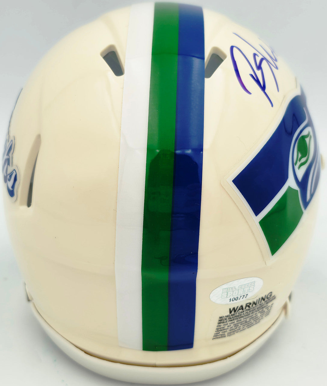 Rashid Shaheed Autographed Seattle Seahawks Cream Retro Speed Mini Helmet MCS Holo Stock #265572