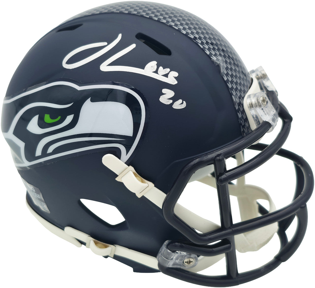Julian Love Autographed Seattle Seahawks Blue Speed Mini Helmet MCS Holo Stock #265577