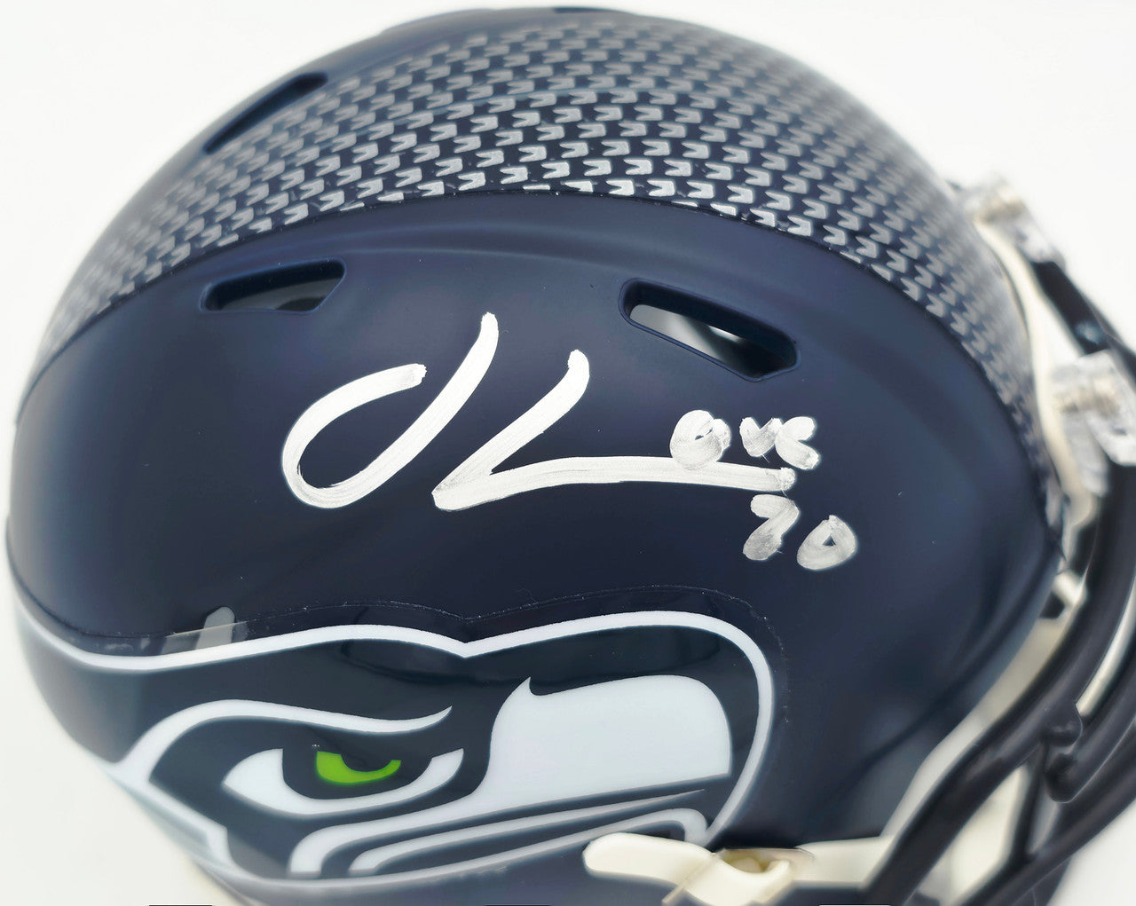 Julian Love Autographed Seattle Seahawks Blue Super Bowl LX Champions Logo Speed Mini Helmet MCS Holo Stock #265578