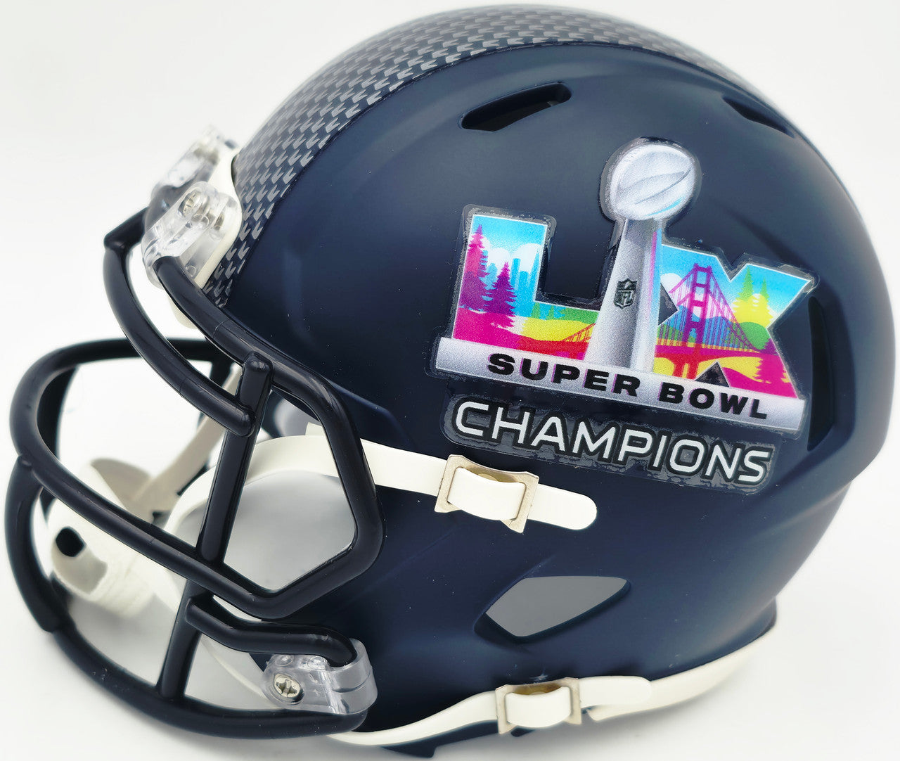 Julian Love Autographed Seattle Seahawks Blue Super Bowl LX Champions Logo Speed Mini Helmet MCS Holo Stock #265578