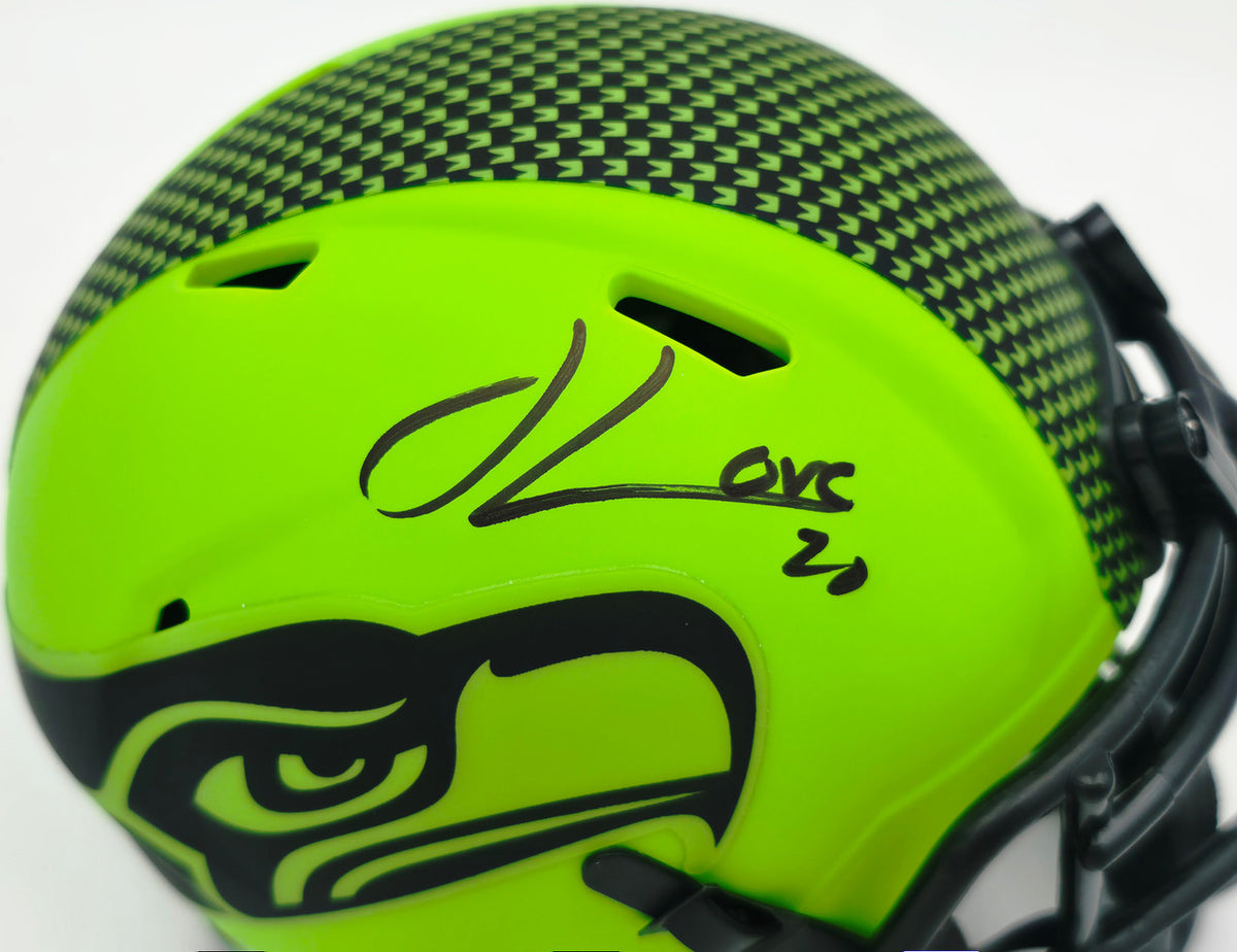 Julian Love Autographed Seattle Seahawks Rave Green Speed Mini Helmet MCS Holo Stock #265582
