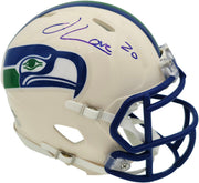 Julian Love Autographed Seattle Seahawks Cream Retro Speed Mini Helmet MCS Holo Stock #265583