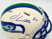 Julian Love Autographed Seattle Seahawks Cream Retro Speed Mini Helmet MCS Holo Stock #265583