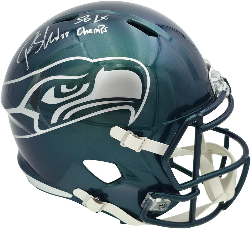 Rashid Shaheed Autographed Seattle Seahawks Rivalries Full Size Speed Replica Helmet "SB LX Champs" MCS Holo Stock #265549