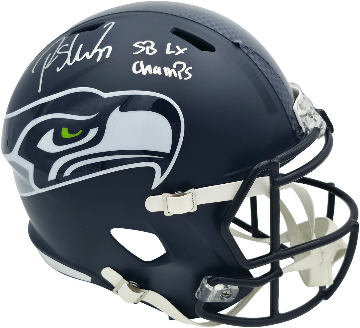 Rashid Shaheed Autographed Seattle Seahawks Blue Full Size Speed Replica Helmet "SB LX Champs" MCS Holo Stock #265550