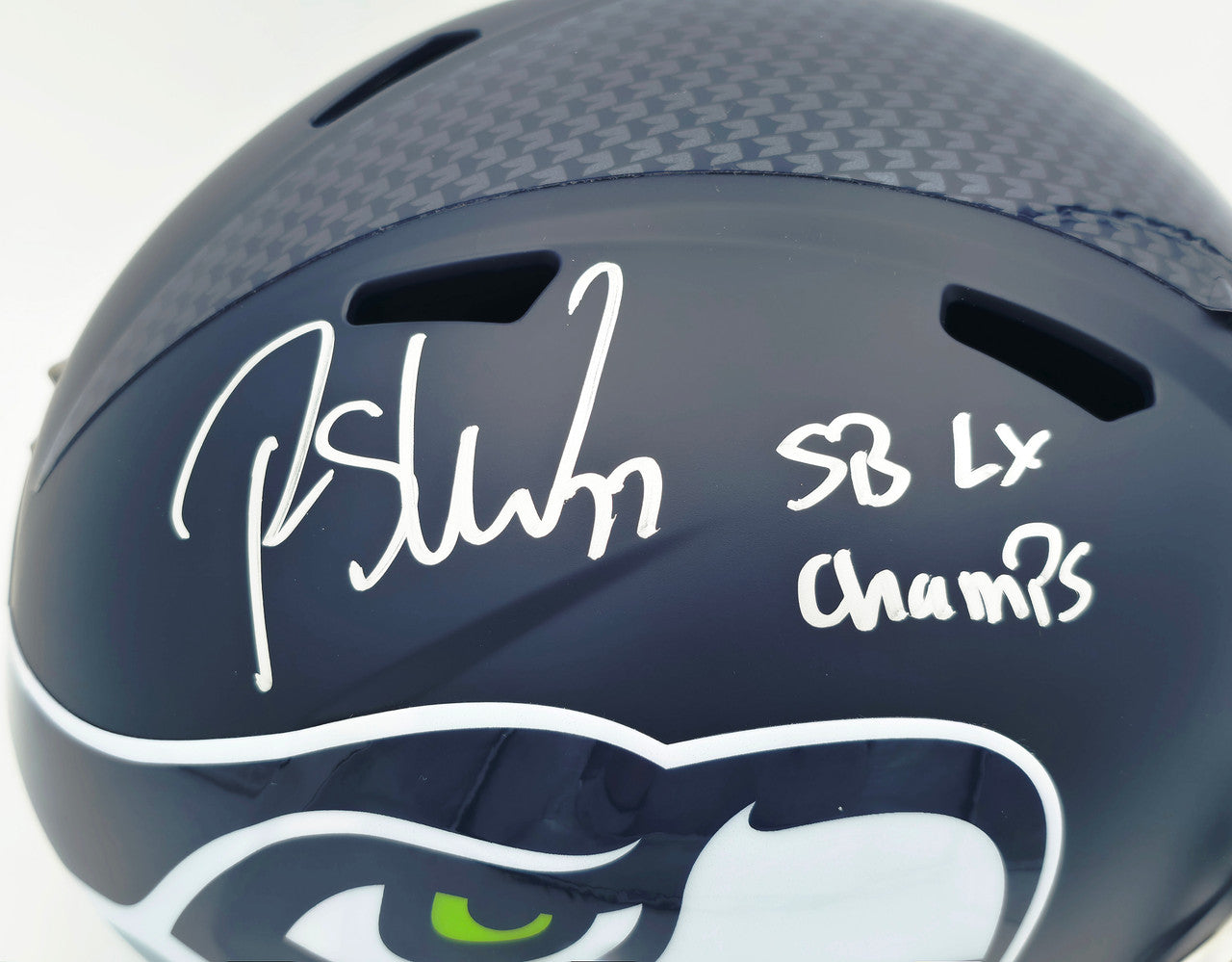Rashid Shaheed Autographed Seattle Seahawks Blue Full Size Speed Replica Helmet "SB LX Champs" MCS Holo Stock #265550