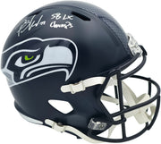 Rashid Shaheed Autographed Seattle Seahawks Blue Full Size Super Bowl LX Champions Logo Speed Replica Helmet "SB LX Champs" MCS Holo Stock #265551