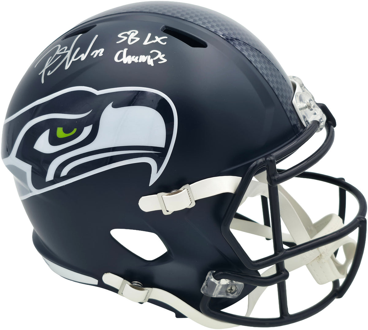 Rashid Shaheed Autographed Seattle Seahawks Blue Full Size Super Bowl LX Champions Logo Speed Replica Helmet "SB LX Champs" MCS Holo Stock #265551