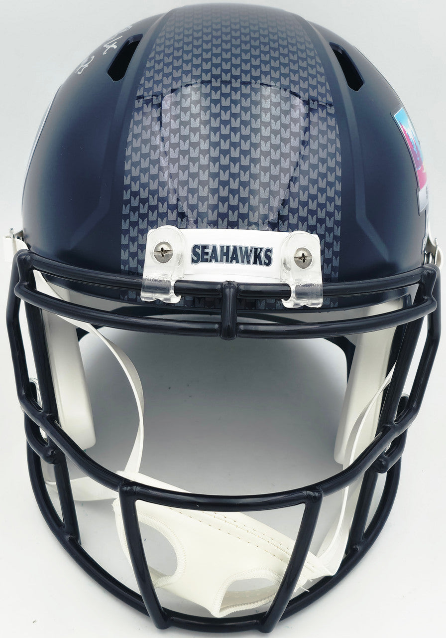 Rashid Shaheed Autographed Seattle Seahawks Blue Full Size Super Bowl LX Champions Logo Speed Replica Helmet "SB LX Champs" MCS Holo Stock #265551