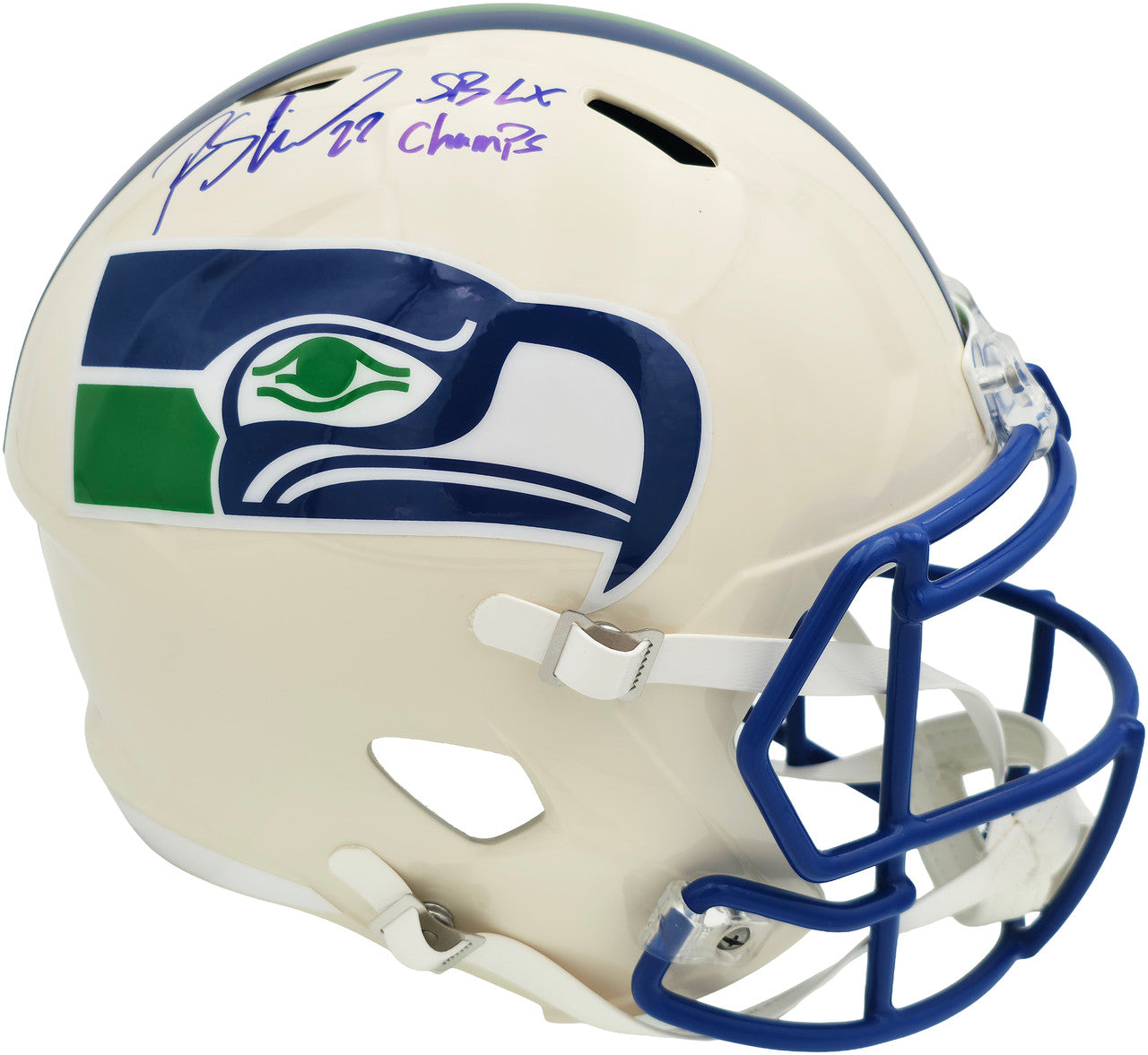 Rashid Shaheed Autographed Seattle Seahawks Cream Retro Full Size Speed Replica Helmet "SB LX Champs" MCS Holo Stock #265552