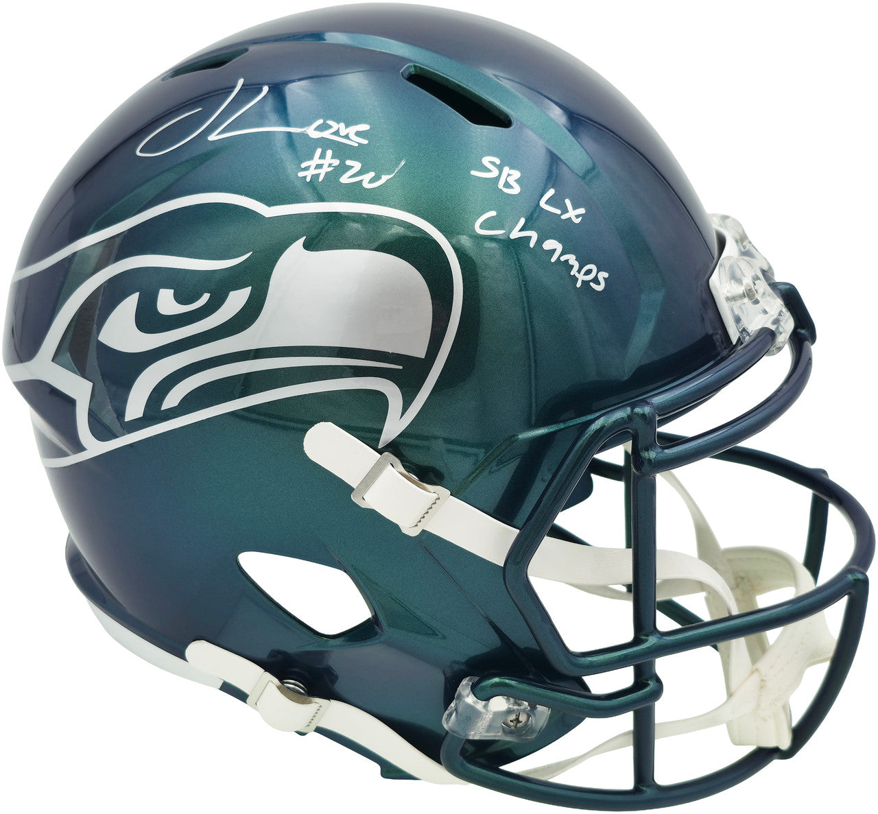 Julian Love Autographed Seattle Seahawks Rivalries Full Size Speed Replica Helmet "SB LX Champs" MCS Holo Stock #265573