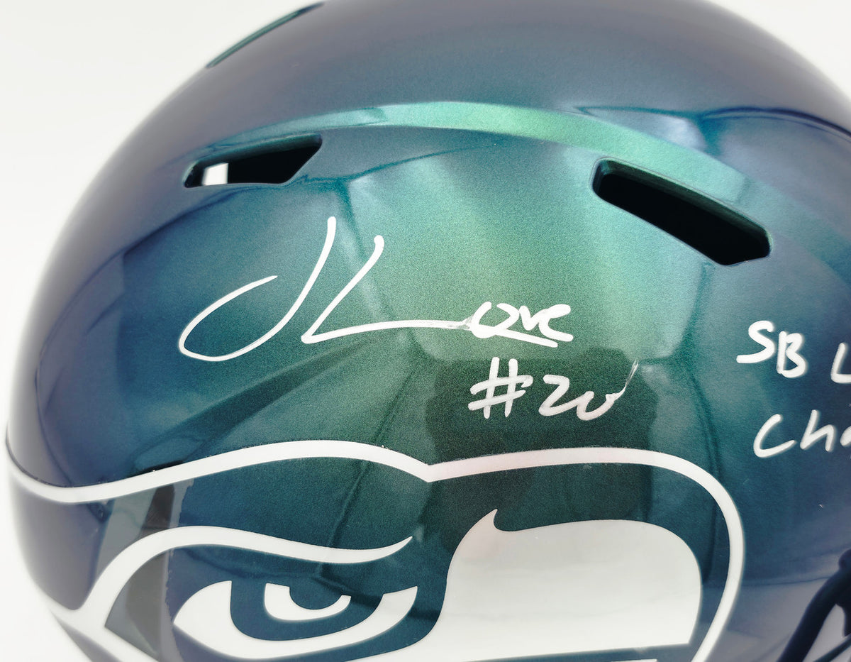 Julian Love Autographed Seattle Seahawks Rivalries Full Size Speed Replica Helmet "SB LX Champs" MCS Holo Stock #265573