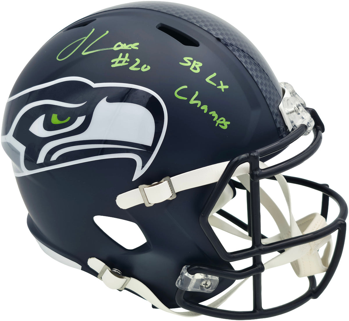 Julian Love Autographed Seattle Seahawks Blue Full Size Speed Replica Helmet "SB LX Champs" MCS Holo Stock #265574