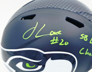 Julian Love Autographed Seattle Seahawks Blue Full Size Speed Replica Helmet "SB LX Champs" MCS Holo Stock #265574