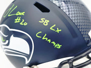 Julian Love Autographed Seattle Seahawks Blue Full Size Speed Replica Helmet "SB LX Champs" MCS Holo Stock #265574