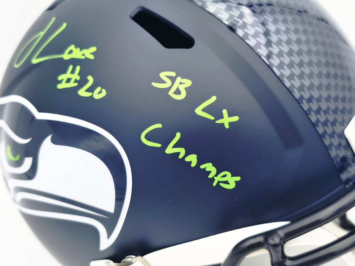 Julian Love Autographed Seattle Seahawks Blue Full Size Speed Replica Helmet "SB LX Champs" MCS Holo Stock #265574