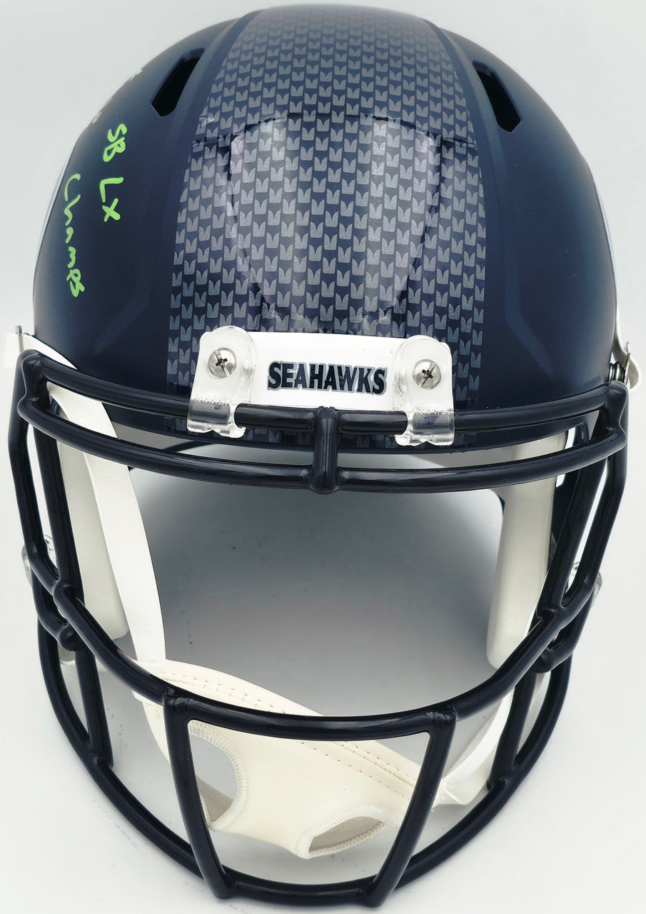 Julian Love Autographed Seattle Seahawks Blue Full Size Speed Replica Helmet "SB LX Champs" MCS Holo Stock #265574