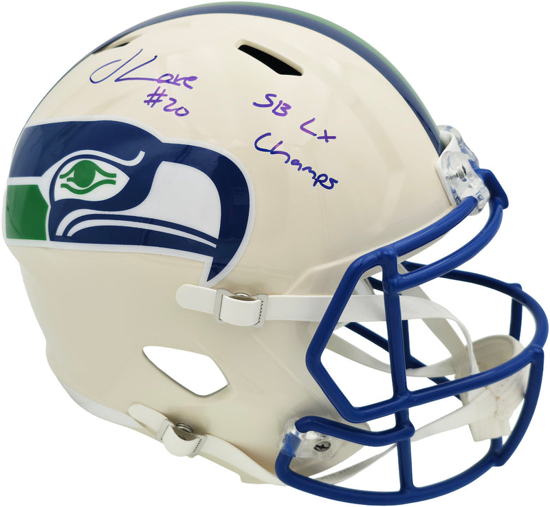 Julian Love Autographed Seattle Seahawks Cream Retro Full Size Speed Replica Helmet "SB LX Champs" MCS Holo Stock #265576
