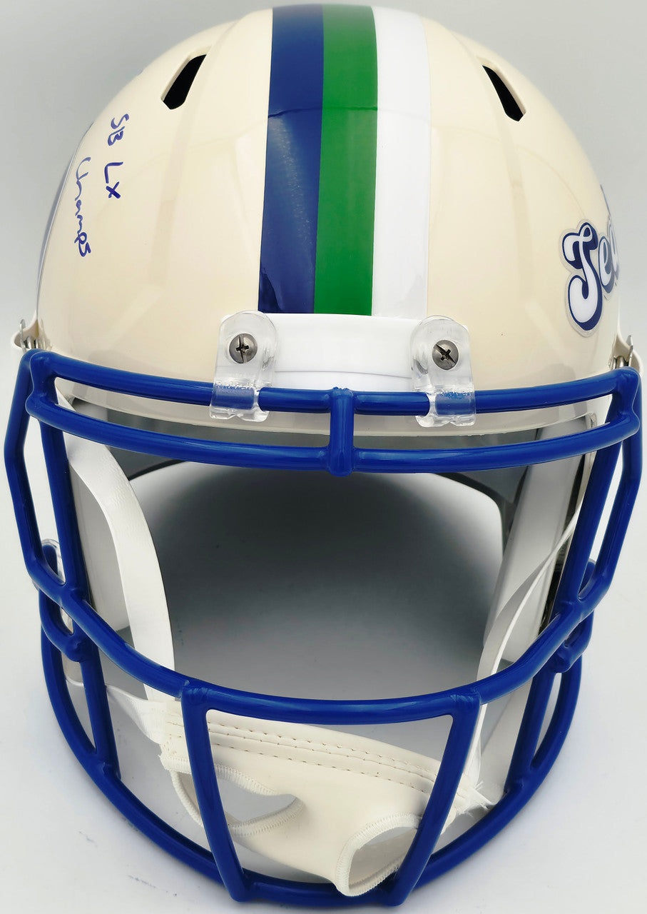 Julian Love Autographed Seattle Seahawks Cream Retro Full Size Speed Replica Helmet "SB LX Champs" MCS Holo Stock #265576