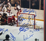 1980 Team USA Miracle on Ice Autographed Framed 16x20 Photo With 19 Signatures Beckett BAS Witness Stock #262545