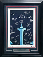 2021-22 Seattle Kraken Inaugural Team Autographed Fanatics Framed Lithograph #/32 With 25 Signatures Fanatics Holo Stock #262548