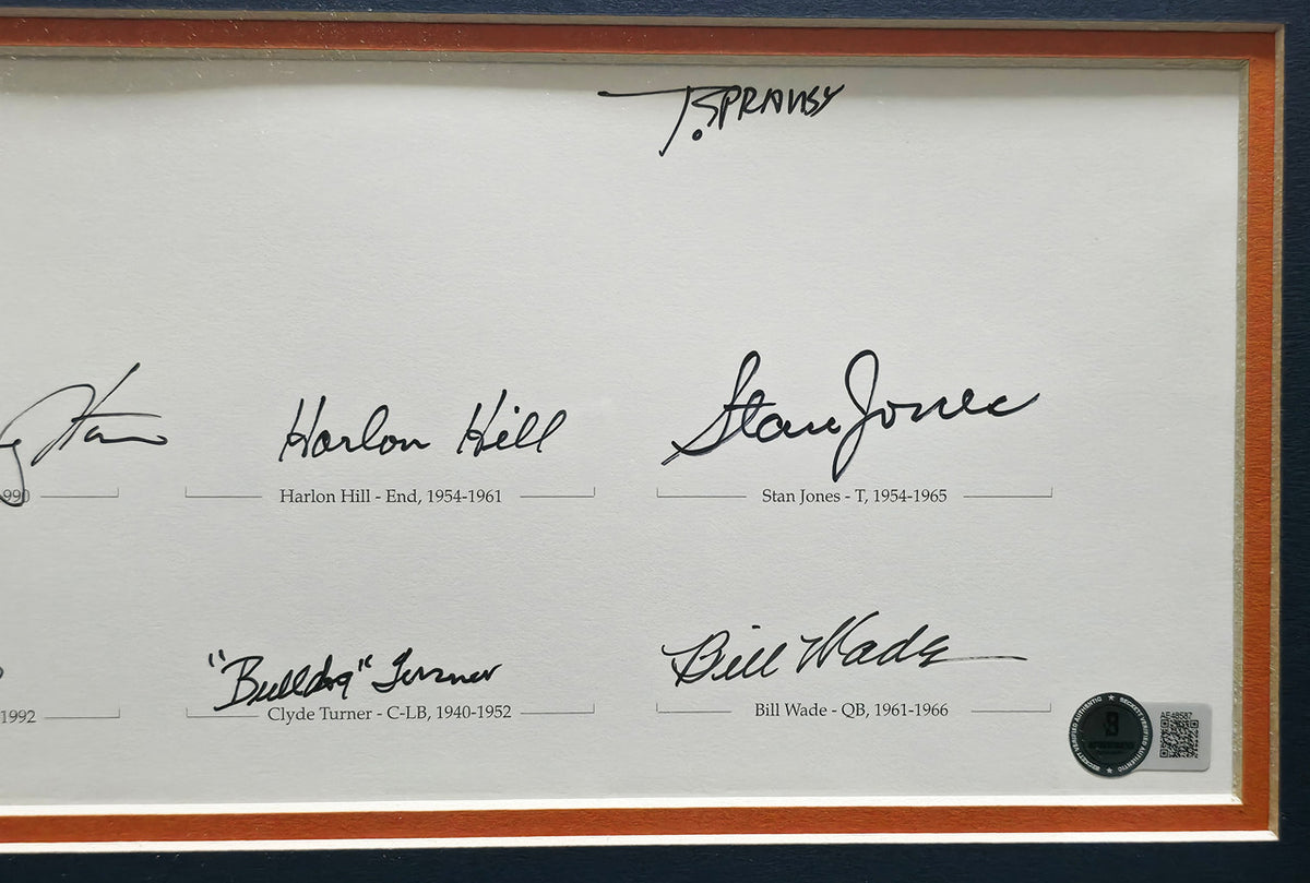 Chicago Bears Greats Autographed Framed Panoramic Photo With 20 Signatures Including Walter Payton Beckett BAS Stock #262546