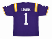 LSU Tigers Ja'Marr Chase Autographed Purple Jersey Beckett BAS QR Stock #263337