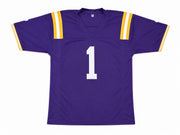 LSU Tigers Ja'Marr Chase Autographed Purple Jersey Beckett BAS QR Stock #263337
