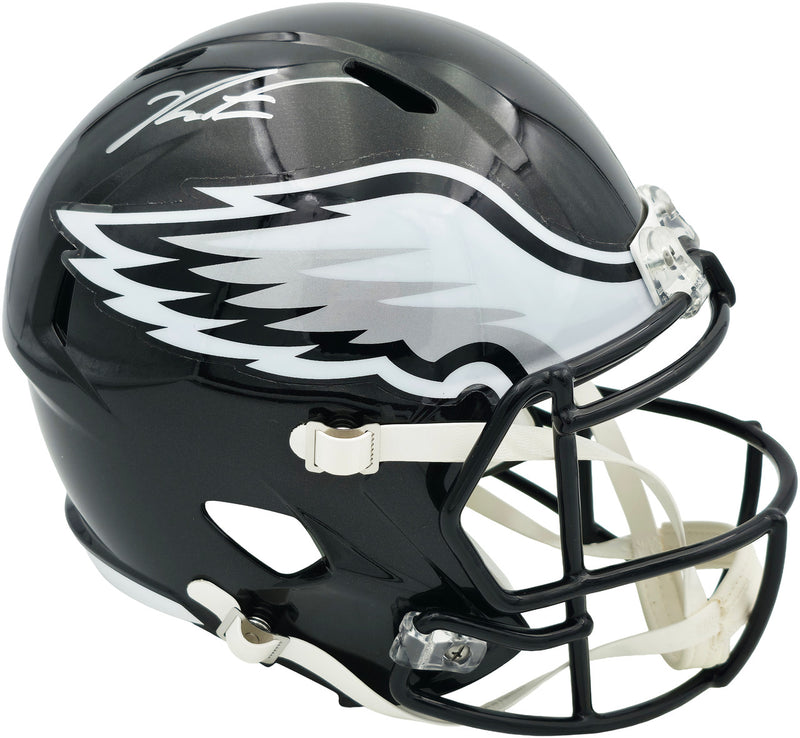 Jalen Carter Autographed Philadelphia Eagles Black 2022 Alternate Full Size Speed Replica Helmet JSA Witness Stock #266079