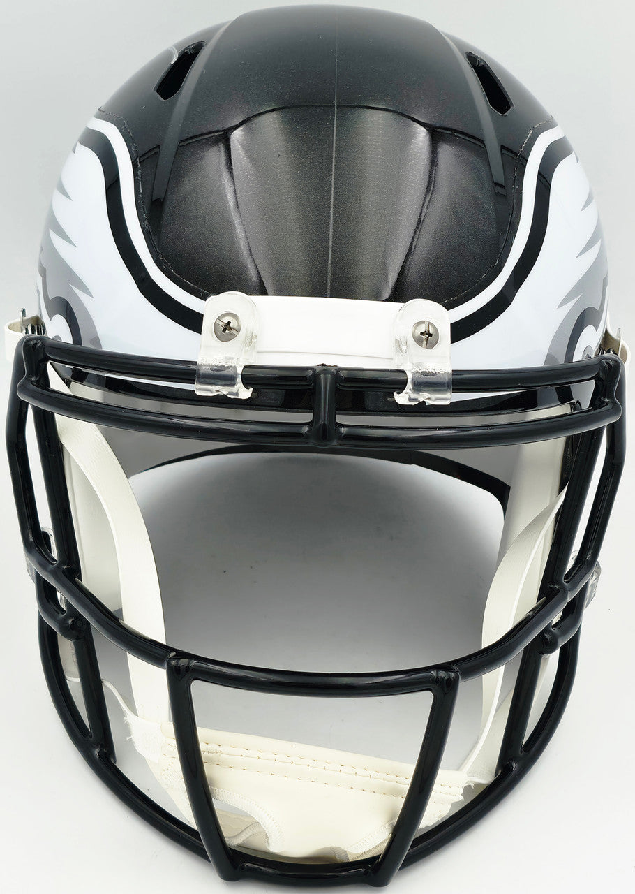 Jalen Carter Autographed Philadelphia Eagles Black 2022 Alternate Full Size Speed Replica Helmet JSA Witness Stock #266079