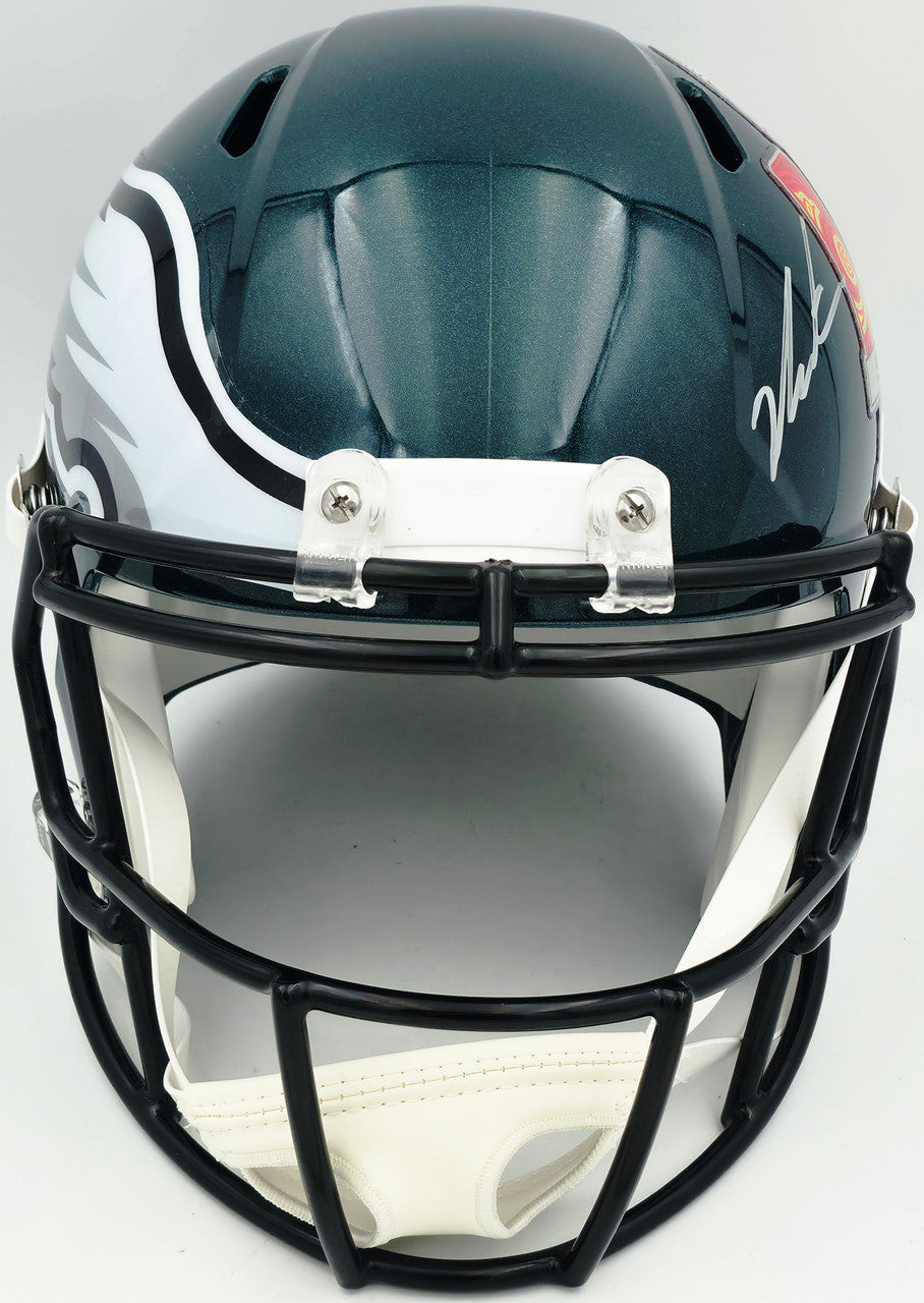 Jalen Carter Autographed Philadelphia Eagles Green Full Size Super Bowl LIX Champions Logo Speed Replica Helmet JSA Witness Stock #266080